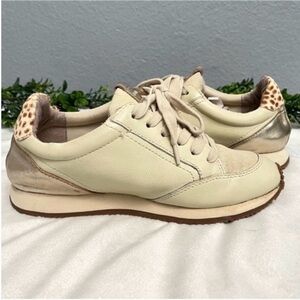 Birdies The Roadrunner Retro Animal Print Cream Gold Sneakers Size 7